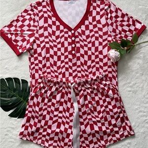 Red and White Checkered Women's Pajama Set